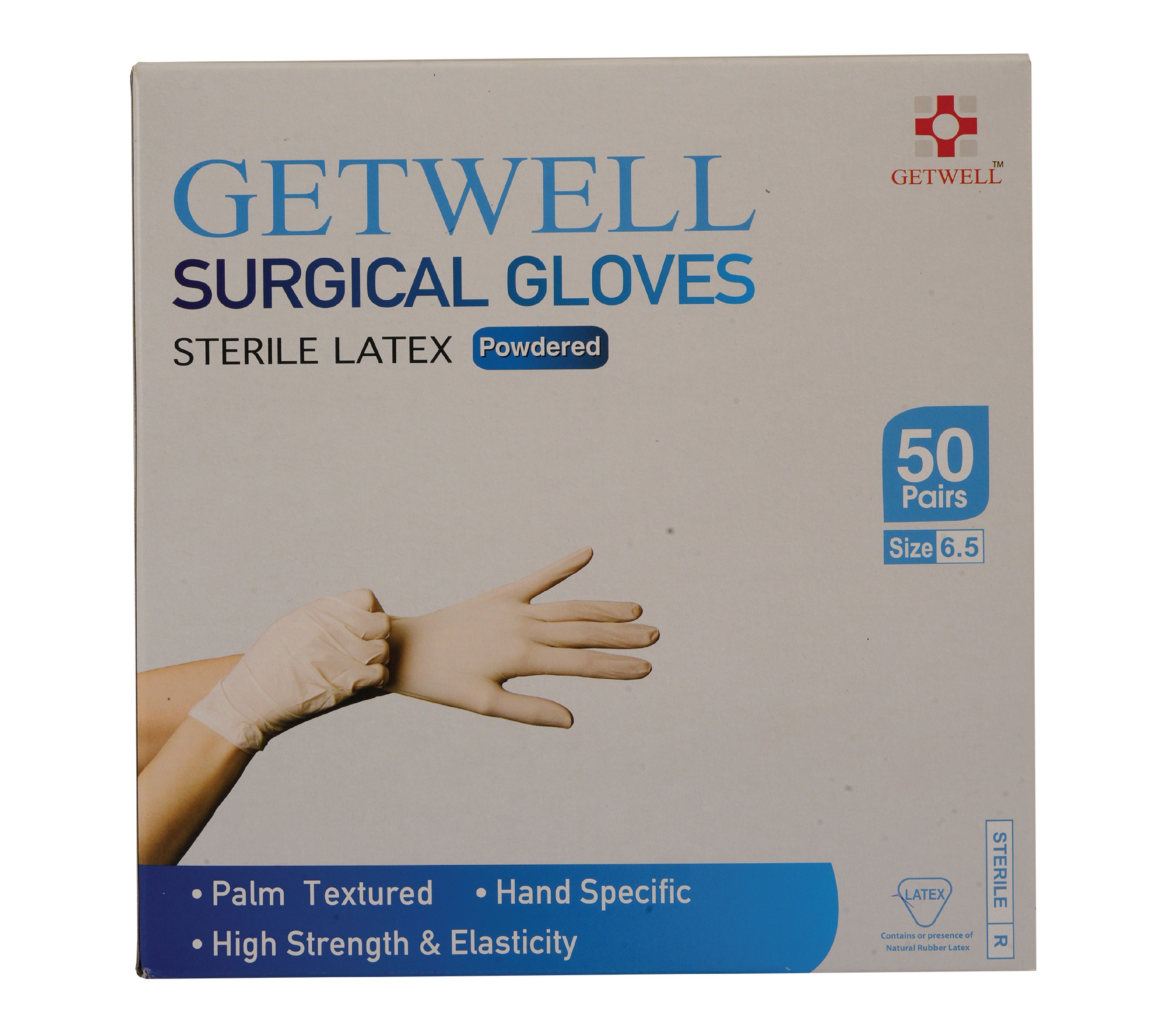 Getwell Surgical Gloves Powerdered-6.5 Inch-50pair