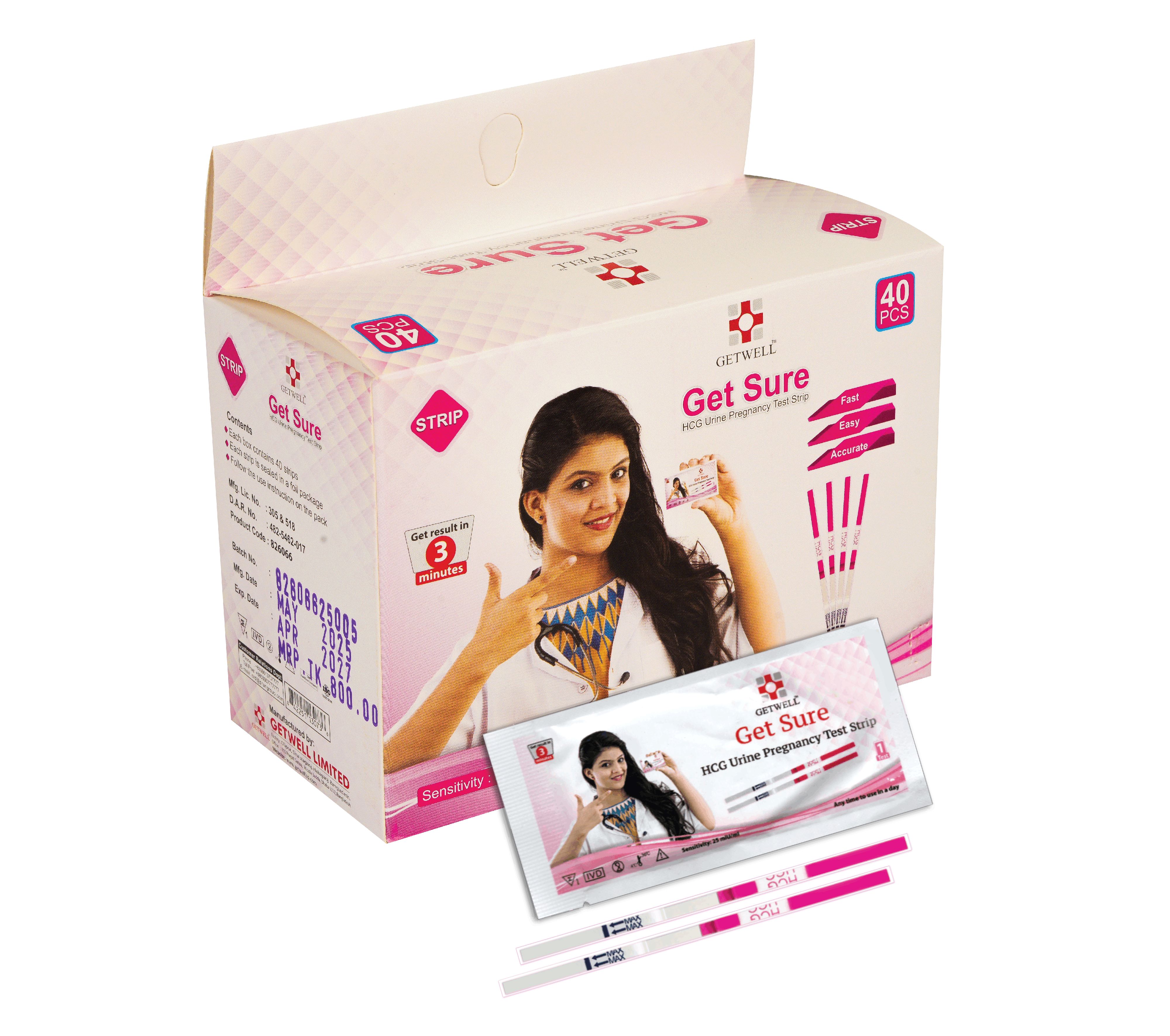 Get Sure HCG Pregnancy Test Strip  (40 PCS/Pack)